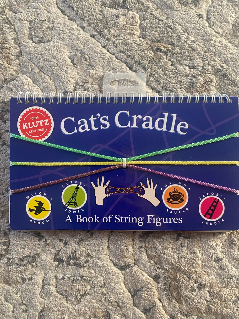 Klutz Cat's Cradle String Figures Book with Green, Yellow, Purple, Pink Strings